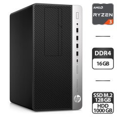 Комп'ютер HP EliteDesk 705 G4 Tower / AMD Ryzen 3 Pro 2200G (4 ядра по 3.5 - 3.7 GHz) / 16 GB DDR4 / 128 GB SSD M.2 + 1000 GB HDD / AMD Radeon Vega 8 Graphics / 250W