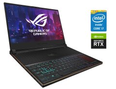 Игровой ноутбук Asus ROG Zephyrus S GX531GW / 15.6" (1920x1080) IPS / Intel Core i7-8750H (6 (12) ядер по 2.2 - 4.1 GHz) / 16 GB DDR4 / 512 GB SSD / nVidia GeForce RTX 2070 Max-Q, 8 GB GDDR6, 256-bit / WebCam / Win 11 Home