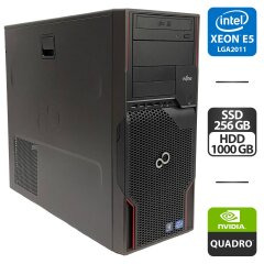 Рабочая станция Fujitsu Celsius M720 Tower / Intel Xeon E5-1620 (4 (8) ядра по 3.6 - 3.8 GHz) / 16 GB DDR3 / 256 GB SSD + 1000 GB HDD / nVidia Quadro 4000, 2 GB GDDR5, 256-bit / DVD-ROM