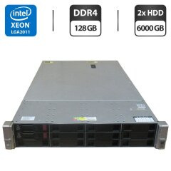 Сервер HP ProLiant DL380 Gen9 (4 LFF) 2U Rack / 2x Intel Xeon E5-2680 v4 (14 (28) ядра по 2.4 - 3.3 GHz) / 128 GB DDR4 / 2x 6000 GB HDD (SAS) / RAID HP Smart Array P440ar / 2x 500W