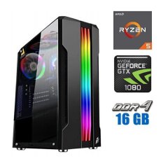 Игровой ПК Tower / AMD Ryzen 5 3600 (6 (12) ядер по 3.6 - 4.2 GHz) / 16 GB DDR4 / 480 GB SSD / nVidia GeForce GTX 1080, 8 GB GDDR5X, 256-bit / 700W