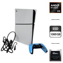 Игровая консоль Б-класс Sony PlayStation PS5 CFI-2015 Slim Digital Edition / AMD Ryzen Zen 2 Custom (8 ядер по 3.5 GHz) / 16 GB GDDR6 / 1000 GB SSD / AMD Radeon RDNA 2, 16 GB GDDR6, 256-bit / Wi-Fi + джойстик