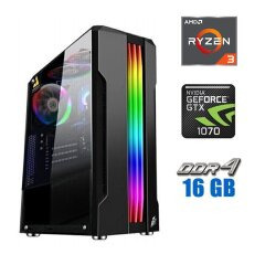 Ігровий ПК Tower / AMD Ryzen 3 4100 (4 (8) ядра по 3.8 - 4.0 GHz) / 16 GB DDR4 / 480 GB SSD / nVidia GeForce GTX 1070, 8 GB GDDR5, 256-bit / 600W