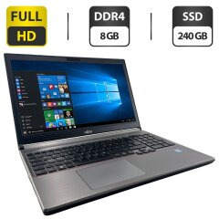 Ноутбук Fujitsu LifeBook E756 / 15.6'' (1920x1080) IPS / Intel Core i5-6200U (2 (4) ядра по 2.3 - 2.8 GHz) / 8 GB DDR4 / 240 GB SSD / Intel HD Graphics 520 / WebCam