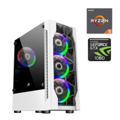 Игровой ПК 1stPlayer D4-WH-4F1-W White Tower / AMD Ryzen 5 5500 (6 (12) ядер по 3.6 - 4.2 GHz) / 16 GB DDR4 / 512 GB SSD M.2 / nVidia GeForce GTX 1060, 6 GB GDDR5, 192-bit