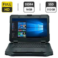 Защищенный ноутбук Dell Latitude 5414 Rugged / 14" (1920x1080) IPS / Intel Core i7-6600U (2 (4) ядра по 2.6 - 3.4 GHz) / 16 GB DDR4 / 512 GB SSD / Intel HD Graphics 520 / WebCam