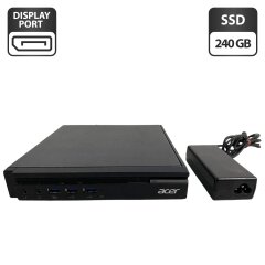 Неттоп Acer Veriton N4640G USFF / Intel Celeron G3900T (2 ядра по 2.6 GHz) / 8 GB DDR3 / 128 GB SSD / Intel HD Graphics 510 / Блок питания