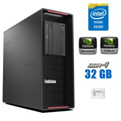 Робоча станція Lenovo ThinkStation P510 Tower / Intel Xeon E5-2680 v3 (12 (24) ядер по 2.5 - 3.3 GHz) / 32 GB DDR4  / 256 GB SSD M.2 / nVidia Tesla K20c, 5 GB GDDR5, 320-bit + nVidia Quadro K420, 1 GB GDDR3, 128-bit / DVD-ROM 
