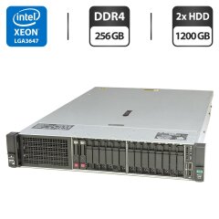 Сервер HP ProLiant DL380 Gen10 (8x 2.5 SFF, 8x 2.5 U2 NVMe) 2U Rack / 2x Intel Xeon Gold 6138 (20 (40) ядра по 2.0 - 3.7 GHz) / 256 GB DDR4 / 2x 1200 GB HDD (SAS) / RAID HP Smart Array P408 / 2x 500W / 2 корзины для HDD