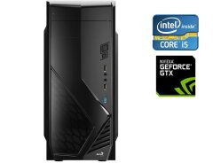 Ігровий ПК AeroCool PGS CS-102 Black Tower / Intel Core i5-7400 (4 ядра по 3.0 - 3.5 GHz) / 12 GB DDR4 / 128 GB SSD + 500 GB HDD / nVidia GeForce GTX 1050, 2 GB GDDR5, 128-bit / 550W / DVD-ROM