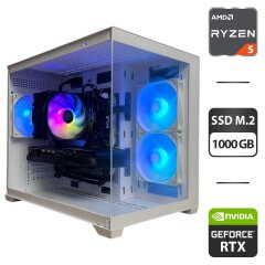 Збірка під замовлення: ігровий ПК Gamdias Aura GC10M ARGB White Tower / AMD Ryzen 5 7500F (6 (12) ядер по 3.7 - 5.0 GHz) / 32 GB DDR5 / 1000 GB SSD M.2 / nVidia GeForce RTX 3080, 10 GB GDDR6X, 320-bit / 850W