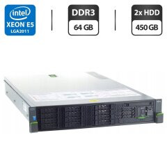 Сервер Fujitsu RX300 S8 2U Rack / 2x Intel Xeon E5-2660 v2 (8 (16) ядер по 2.6 - 3.4 GHz) / 64 GB DDR3 / 2x 450 GB HDD (SAS) / iRMC S3 Graphics / Два блока питания 450W