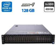 Сервер Dell PowerEdge R730xd 24SFF 2U Rack / 2x Intel Xeon E5-2667 v4 (8 (16) ядер по 3.2 - 3.6 GHz) / 128 GB DDR4 / 2x 450 GB HDD (SAS) / Matrox G200eR2 / 2x 750W