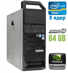 Робоча станція Lenovo ThinkStation S30 Tower / Intel Xeon E5-2670 (8 (16) ядер по 2.6 - 3.3 GHz) / 64 GB DDR3 / 240 GB SSD / nVidia Quadro 2000, 1 GB GDDR5, 128-bit / 610W / DVI / DisplayPort