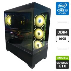 Игровой ПК GTL Gaming Universe Black Tower / Intel Core i5-8400 (6 ядер по 2.8 - 4.0 GHz) / 16 GB DDR4 / 256 GB SSD + 512 GB SSD / nVidia GeForce GTX 1070 Ti, 8 GB GDDR5, 256-bit / 650W