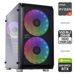 Сборка под заказ: новый игровой ПК Qube Neptune Tower / AMD Ryzen 5 5500 (6 (12) ядер по 3.6 - 4.2 GHz) / 16 GB DDR4 / 256 GB SSD M.2 + 1000 GB HDD / nVidia GeForce RTX 2060, 6 GB GDDR6, 192-bit / HDMI / 550W