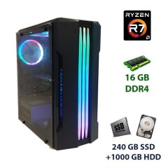 Case 1stPlayer R3-A-R1 Midi-Tower / AMD Ryzen 7 2700X (8 (16) ядер по 3.7 - 4.3 GHz) / 16 GB DDR4 / 240 GB SSD+1000 GB HDD / nVidia GeForce GTX 1080, 8 GB GDDR5X, 256-bit