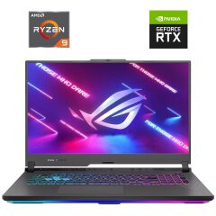 Игровой ноутбук Asus ROG Strix G17 G713PV / 17.3&rdquo; (2560x1440) IPS / AMD Ryzen 9 7845HX (12 (24) ядер по 3.0 - 5.2 GHz) / 16 GB DDR5 / 1000 GB SSD / nVidia GeForce RTX 4060, 8 GB GDDR6, 128-bit / WebCam / Win 11