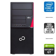 Компьютер Fujitsu Esprimo P720 E90 Tower / Intel Core i7-4770 (4 (8) ядра по 3.4 - 3.9 GHz) / 16 GB DDR3 / 240 GB SSD + 500 GB HDD / nVidia GeForce GT 710, 2 GB GDDR3, 64-bit