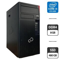 Комп'ютер Fujitsu Esprimo P758 E85 Tower / Intel Core i5-8400 (6 ядер по 2.8 - 4.0 GHz) / 8 GB DDR4 / 480 GB SSD / Intel UHD Graphics 630