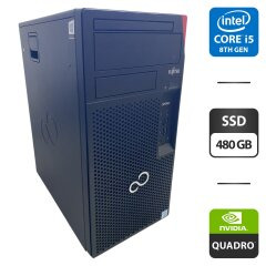 Комп'ютер Fujitsu Esprimo P758 E85 Tower / Intel Core i5-8400 (6 ядер по 2.8 - 4.0 GHz) / 8 GB DDR4 / 480 GB SSD / nVidia Quadro K1200, 4 GB GDDR5, 128-bit