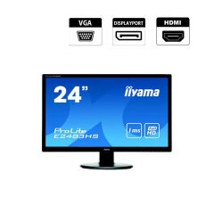 Монітор Iiyama ProLite E2483HS / 24" (1920x1080) TN / VGA, DP, HDMI, Audio / VESA 100x100 + Кабель живлення
