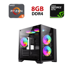 Игровой ПК FORSAGE Infinity Mini Black Tower / AMD Ryzen 5 5500 (6 (12) ядер по 3.6 - 4.2 GHz) / 8 GB DDR4 / 480 GB SSD / nVidia GeForce GTX 1070 Ti, 8 GB GDDR5, 256-bit