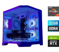 Игровой ПК Tower / AMD Ryzen 7 5700X (8 (16) ядер по 3.4 - 4.6 GHz) / 32 GB DDR4 / 500 GB SSD + 1000 GB HDD / nVidia GeForce RTX 2070 Super, 8 GB GDDR6, 256-bit + Кабель питания
