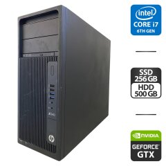 Рабочая станция HP Z240 Workstation Tower / Intel Core i7-6700 (4 (8) ядра по 3.4 - 4.0 GHz) / 16 GB DDR4 / 256 GB SSD + 500 GB HDD / nVidia GeForce GTX 1050 Ti, 4 GB GDDR5, 128-bit / DVD-ROM