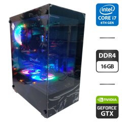 Ігровий ПК AeroCool Pivot Tower / Intel Core i7-6700 (4 (8) ядра по 3.4 - 4.0 GHz) / 16 GB DDR4 / 500 GB SSD M.2 + 500 GB HDD / nVidia GeForce GTX 1050 Ti, 4 GB GDDR5, 128-bit / 500W
