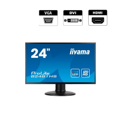 Монітор Iiyama ProLite B2481HS / 24" (1920x1080) TN / VGA, DVI, HDMI, Audio / VESA 100x100 + Кабель живлення