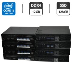 Неттоп Dell OptiPlex 7040 USFF / Intel Core i5-6500T (4 ядра по 2.5 - 3.1 GHz) / 12 GB DDR4 / 128 GB SSD / Intel HD Graphics 530 / Windows 11 Pro / Блок питания