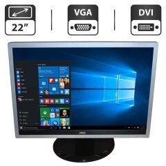 Монитор Б-класс AOC 2219P2 / 22" (1680x1050) TN / VGA, DVI / Встроенные колонки 2x 1W / VESA 100x100 + Кабели (VGA или DVI на выбор) и питания