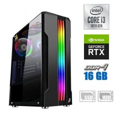 Игровой ПК / Intel Core i3-10100F (4 (8) ядра по 3.6 - 4.3 GHz) NEW / 16 GB DDR4 NEW / 120 GB SSD NEW + 500 GB HDD / nVidia GeForce RTX 2060, 6 GB GDDR6, 192-bit / 500W NEW