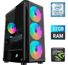 Новый игровой ПК Dtop Gaming i593M Tower / Intel Core i5-9400F (6 ядер по 2.9 - 4.1 GHz) / 32 GB DDR4 / 480 GB SSD / nVidia GeForce GTX 1060, 3 GB GDDR5, 192-bit / 500W