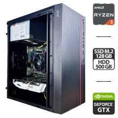 Комп'ютер 2E TeamX (TMX03) Tower / AMD Ryzen 3 2200G (4 ядра по 3.5 - 3.7 GHz) / 8 GB DDR4 / 128 GB SSD M.2 + 500 GB HDD / nVidia GeForce GTX 1060, 3 GB GDDR5, 192-bit / 400W