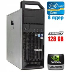 Робоча станція Lenovo ThinkStation S30 Tower / Intel Xeon E5-2670 (8 (16) ядер по 2.6 - 3.3 GHz) / 128 GB DDR3 / 240 GB SSD / nVidia Quadro 2000, 1 GB GDDR5, 128-bit / 610W / DVI / DisplayPort