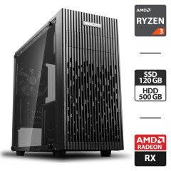 Ігровий ПК Deepcool Matrexx 30 Tower / AMD Ryzen 3 1200 (4 ядра по 3.1 - 3.4 GHz) / 8 GB DDR4 / 120 GB SSD + 500 GB HDD / AMD Radeon RX 560, 4 GB GDDR5, 128-bit / 500W