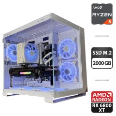 Сборка под заказ: игровой ПК PCCooler C3 T500 ARGB White Tower / AMD Ryzen 5 7500F (6 (12) ядер по 3.7 - 5.0 GHz) / 32 GB DDR5 / 2000 GB SSD M.2 / AMD Radeon RX 6800 XT, 16 GB GDDR6, 256-bit / 750W