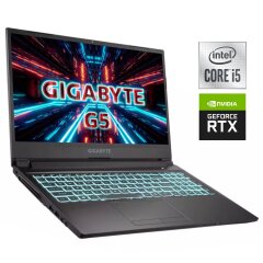 Игровой ноутбук Б-класс Gigabyte G5 KC / 15.6" (1920x1080) IPS / Intel Core i5-10500H (6 (12) ядер по 2.5 - 4.5 GHz) / 16 GB DDR4 / 512 GB SSD NVMe / nVidia GeForce RTX 3060, 6 GB GDDR6, 192-bit / WebCam