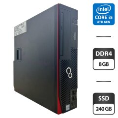 Компьютер Fujitsu Esprimo D757 E90 SFF / Intel Core i5-6600 (4 ядра по 3.3 - 3.9 GHz) / 8 GB DDR4 / 240 GB SSD / Intel HD Graphics 530 / DVD-ROM