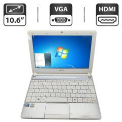 Нетбук Acer Aspire One 101 / 10.6" (1366x768) TN / Intel Atom N2600 (2 (4) ядра по 1.6 GHz) / 4 GB DDR3 / 160 GB HDD / Intel Graphics / WebCam