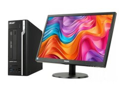 Комплект ПК Б-клас: Acer Veriton X2632G SFF / Intel Core i3-4150 (2 (4) ядра по 3.5 GHz) / 8 GB DDR3 / 320 GB HDD / Intel HD Graphics 4400 / DVD-RW + Монітор Philips 223V5L / 22" (1920x1080) TN / 1x VGA / VESA 100x100