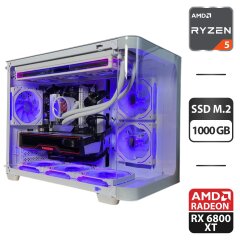Сборка под заказ: игровой ПК AeroCool P300C-G-WT-v1 Tower / AMD Ryzen 5 7500F (6 (12) ядер по 3.7 - 5.0 GHz) / 32 GB DDR5 / 1000 GB SSD M.2 / AMD Radeon RX 6800 XT, 16 GB GDDR6, 256-bit / 750W
