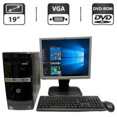 Комплект ПК: HP 500B Tower / Intel Pentium E6600 (2 ядра по 3.06 GHz) / 8 GB DDR3 / 250 GB HDD / Intel Graphics + Монітор HP L1940T / 19" (1280x1024) TN / VGA + Мишка, клавіатура, кабелі підключення