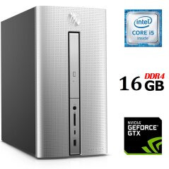 Ігровий ПК HP Pavilion 570-p019ng Tower / Intel Core i5-6500 (4 ядра по 3.2 - 3.6 GHz) / 16 GB DDR4 / 240 GB SSD M.2 / nVidia GeForce GTX 1050, 2 GB GDDR5, 128-bit / 180W / DVD-RW / DisplayPort / HDMI