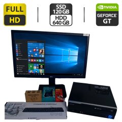 Комплект ПК: компьютер Gigabyte SFF / Intel Core i5-4570 (4 ядра по 3.2 - 3.6 GHz) / 16 GB DDR3 / 120 GB SSD + 640 GB HDD / nVidia GeForce GT 710, 2 GB GDDR3, 64-bit + Монитор LG 24MB35PM-B / 24" (1920x1080) IPS + Клавиатура, мышка, кабели подключ