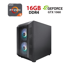 Новый игровой ПК Forsage D3-BK-3F7-14 Black Tower / AMD Ryzen 5 5500 (6 (12) ядер по 3.6 - 4.2 GHz) / 16 GB DDR4 / 240 GB SSD / nVidia GeForce GTX 1060, 6 GB GDDR5, 192-bit