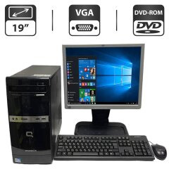 Комплект ПК: HP Compaq Pro 500B Tower / Intel Pentium E5400 (2 ядра по 2.7 GHz) / 8 GB DDR3 / 250 GB HDD / Intel Graphics + Монітор HP L1940T / 19" (1280x1024) TN / VGA + Мишка, клавіатура, кабелі підключення