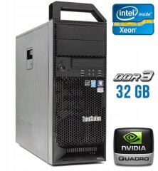 Робоча станція Lenovo ThinkStation S30 Tower / Intel Xeon E5-1650 (6 (12) ядер по 3.2 - 3.8 GHz) / 32 GB DDR3 / 120 GB SSD / nVidia Quadro 2000, 1 GB GDDR5, 128-bit / 610W / DVI / DisplayPort